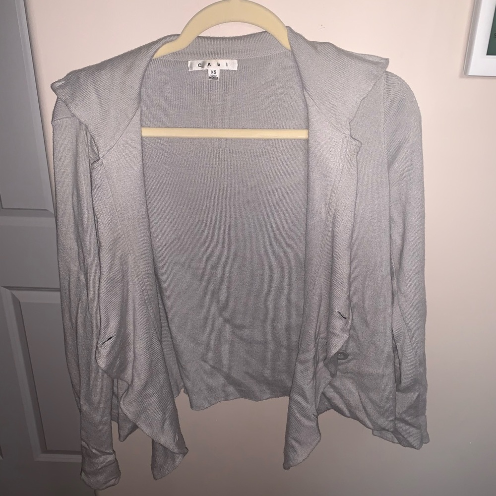 CAbi grey cardigan with button detail